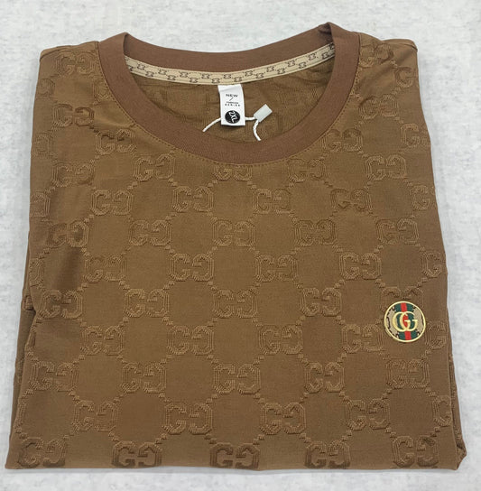 CUG Brown Colour With G Embroidery Lycra Fabric Tshirt 1105062