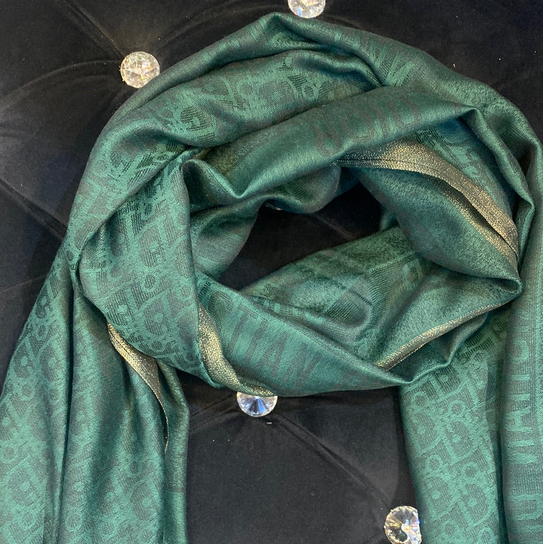 Oid Green  Colour Gold Boder Oid Print Heavy Quality Muffler  9343