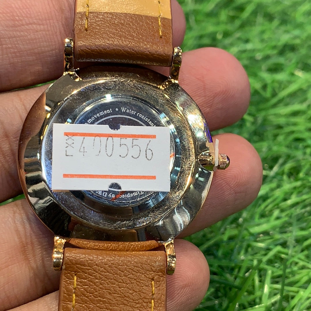 Brown Slim Strap Black Dial WD Men Watch 400556