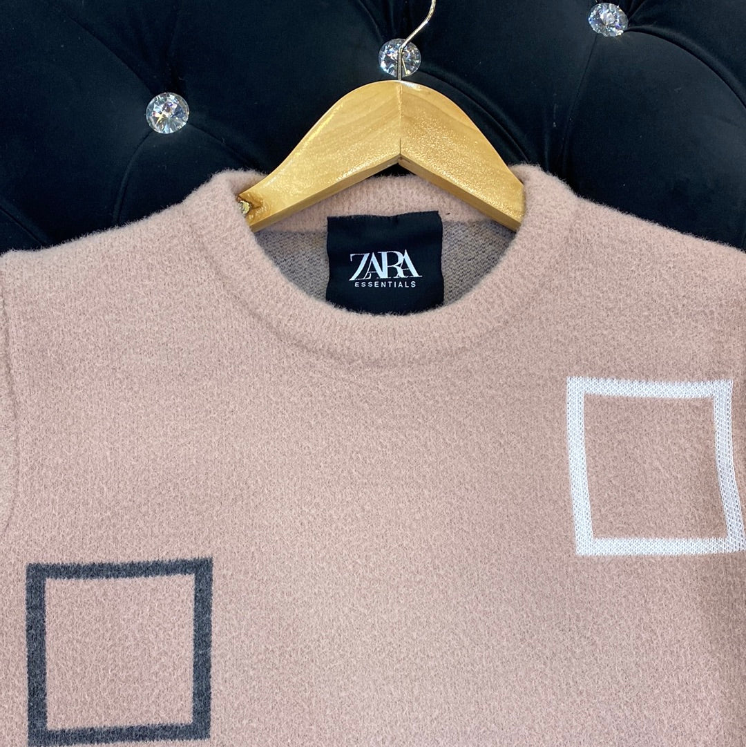 Pink ZR Soft Square Design Sweater for Men Unisex 9110