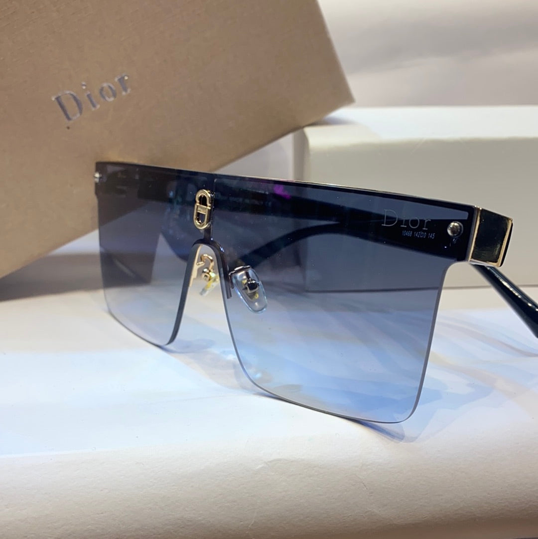OID Glossy Black Frame Blue Shade Unisex Branded Sunglasses 10468 1420-145