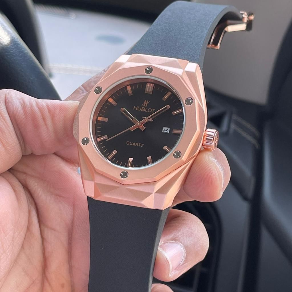 Buh Black Silicon Strap Copper Ring Diamond Dial 901198