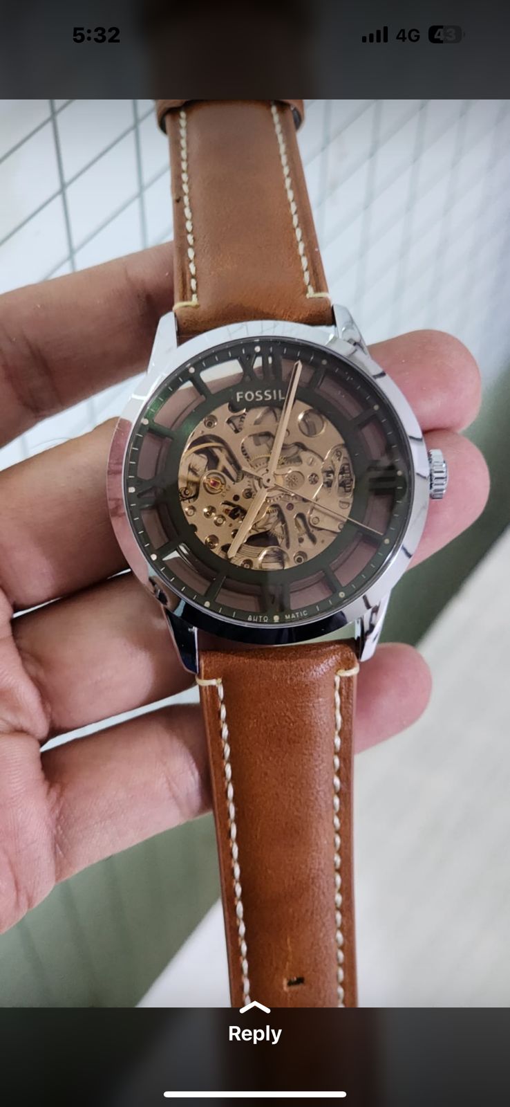 Sof Tan Strap Green Dial Automatic Men Watch 901288