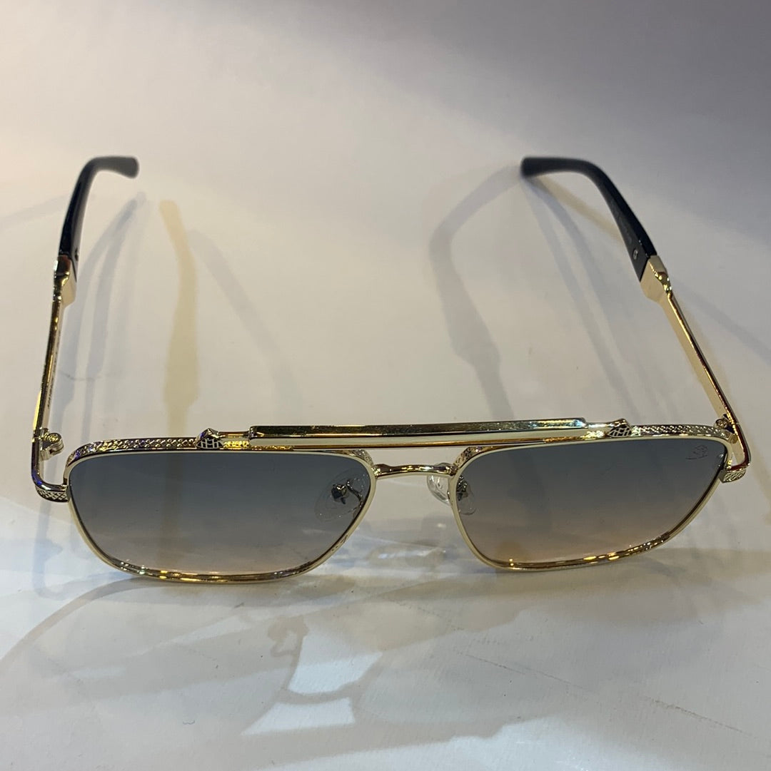 YAM Golden Frame Blue Shade Sunglass 2A740 58 17-140