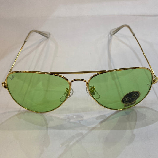 YAR RB Gold Frame Light Green Shade Unisex Aviator Sunglass RB 3026 60 14-135