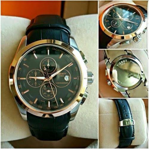 Sit Luxurious Black Silver Chronograph Strap Watch For Men