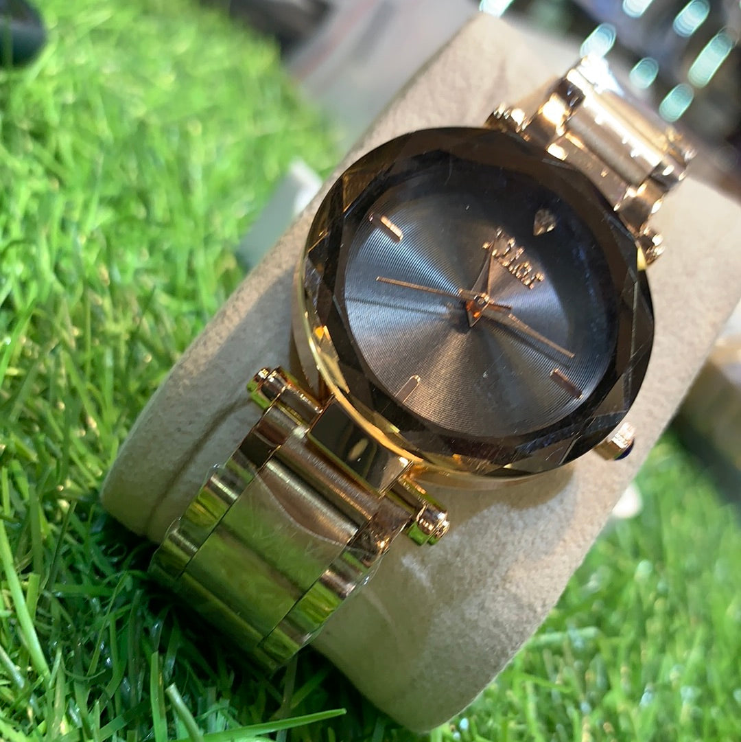 Oid Copper Chain Mat black Dail Ladies watch