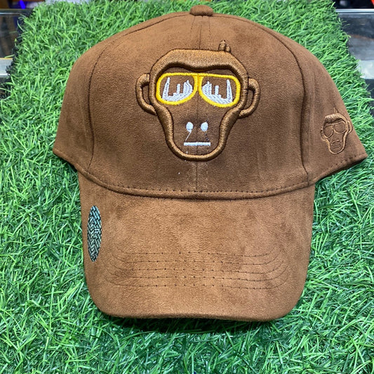BRU Monkey Yellow And Brown Colour Velvet Fabric Cap 13207