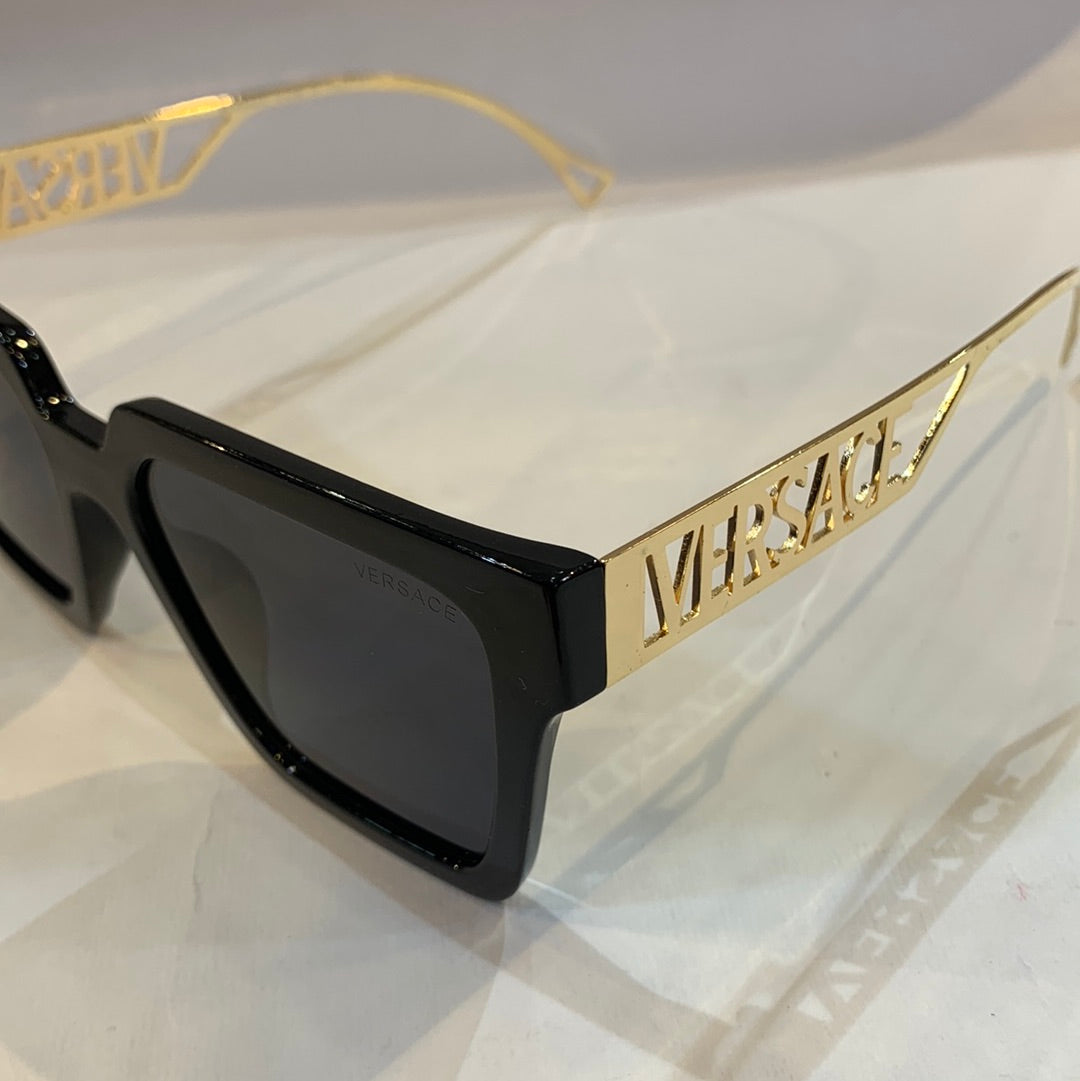 REV Black Frame Golden Stick Black Shade Unisex Sunglass