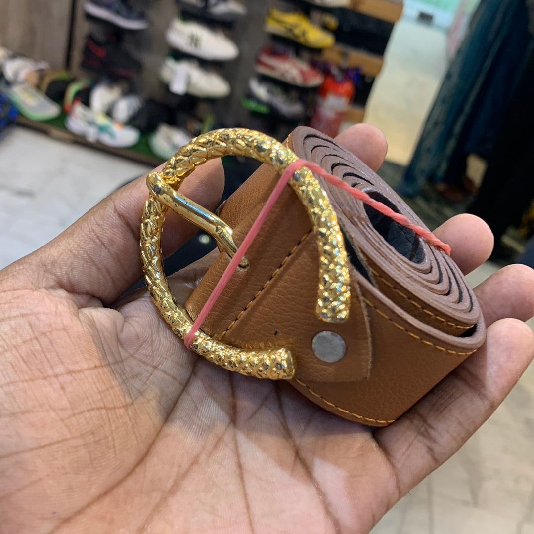 Tan Belt With Gold Buckle Ladies belt 12151