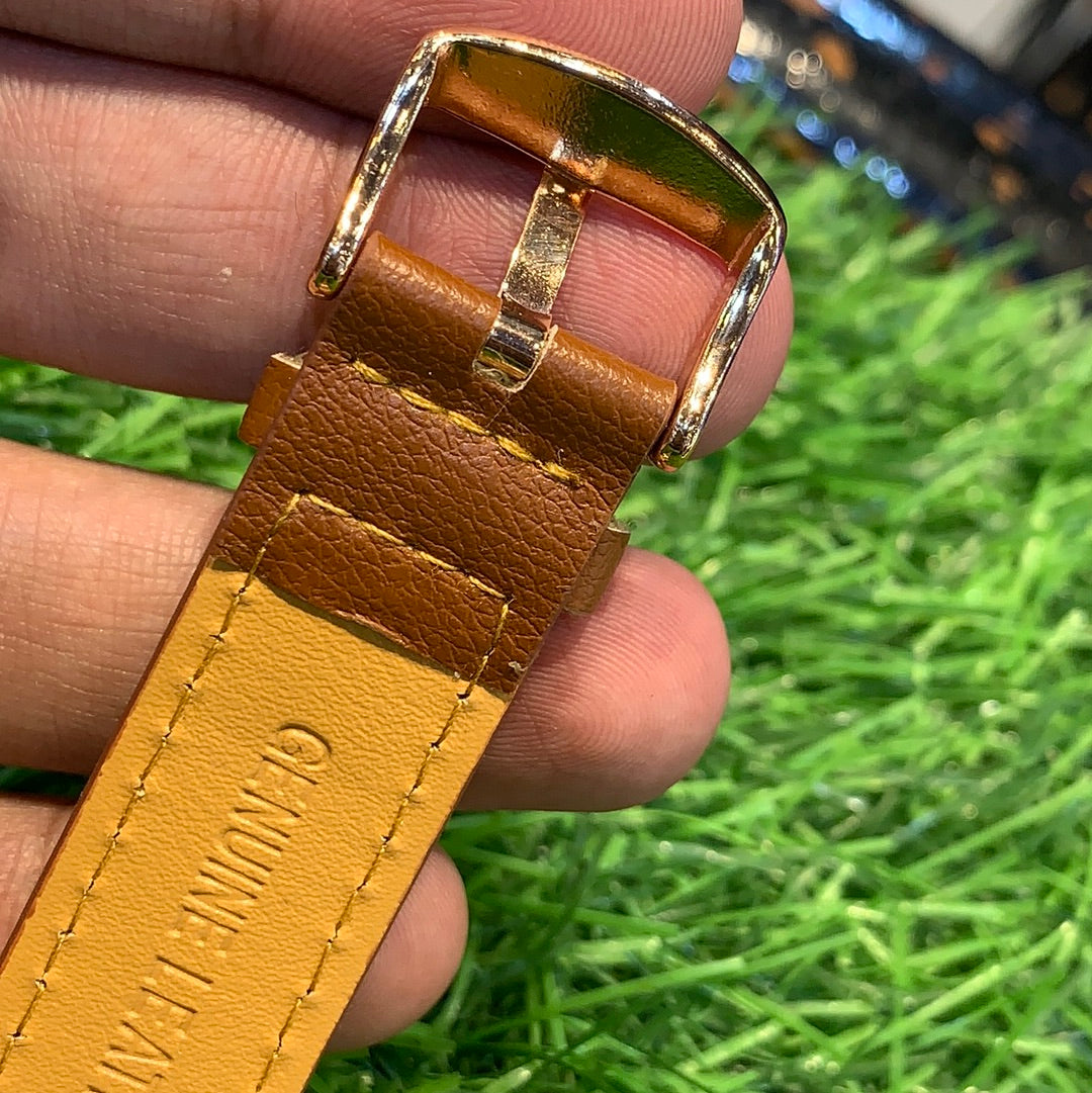 Brown Slim Strap Black Dial WD Men Watch 400556