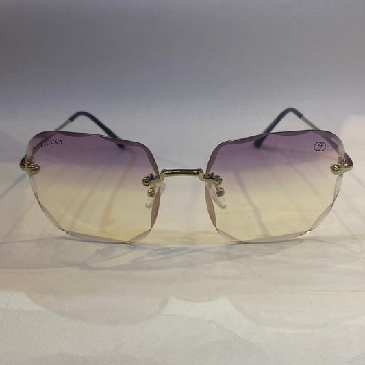 CUG Frameless Golden Black Stick Purple Transparent Shade Sunglass 68108 59 18-141