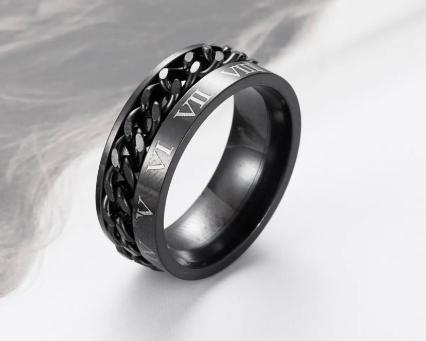 Black Anti Stree Cross Ring Stainless Steel Circle Premium Quality Men’s Ring 50235