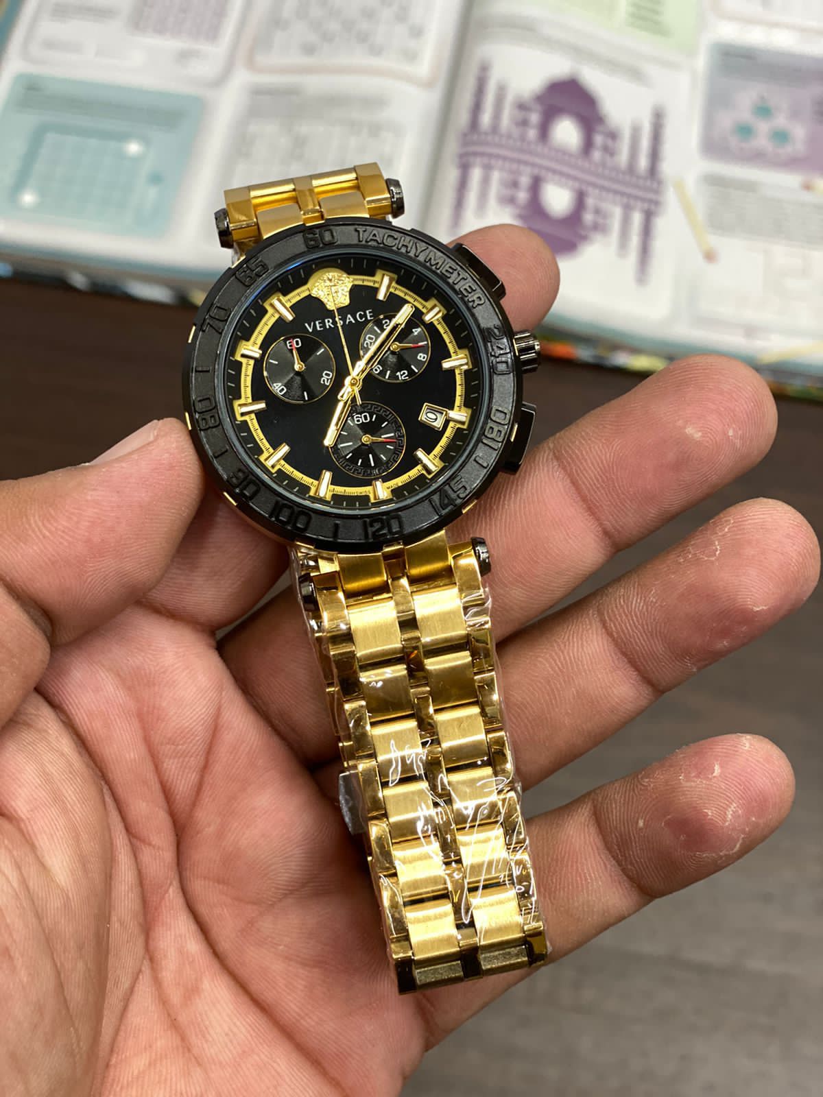 Rev Gold Chain Black Dial Men Watch 901287