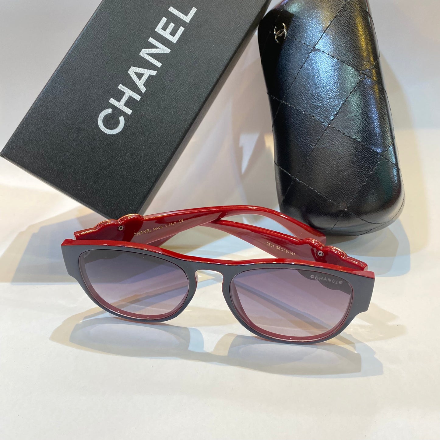 AHC Blue Red Frame Black Shade Unisex Branded Sunglasses 0701 54 19-147
