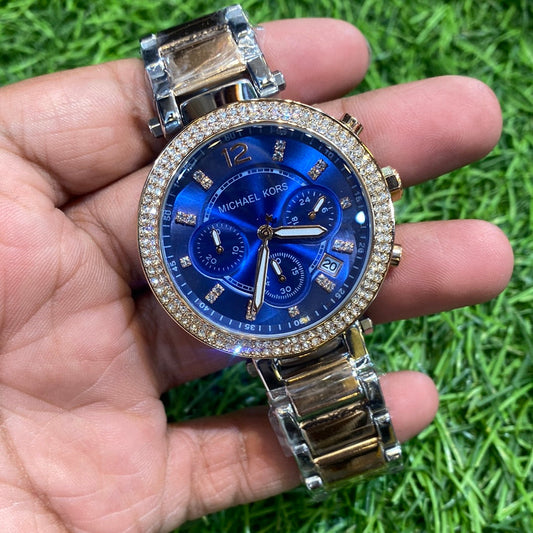 Cim Sliver Brown Chain Blue Dial Ladies Watch 400403