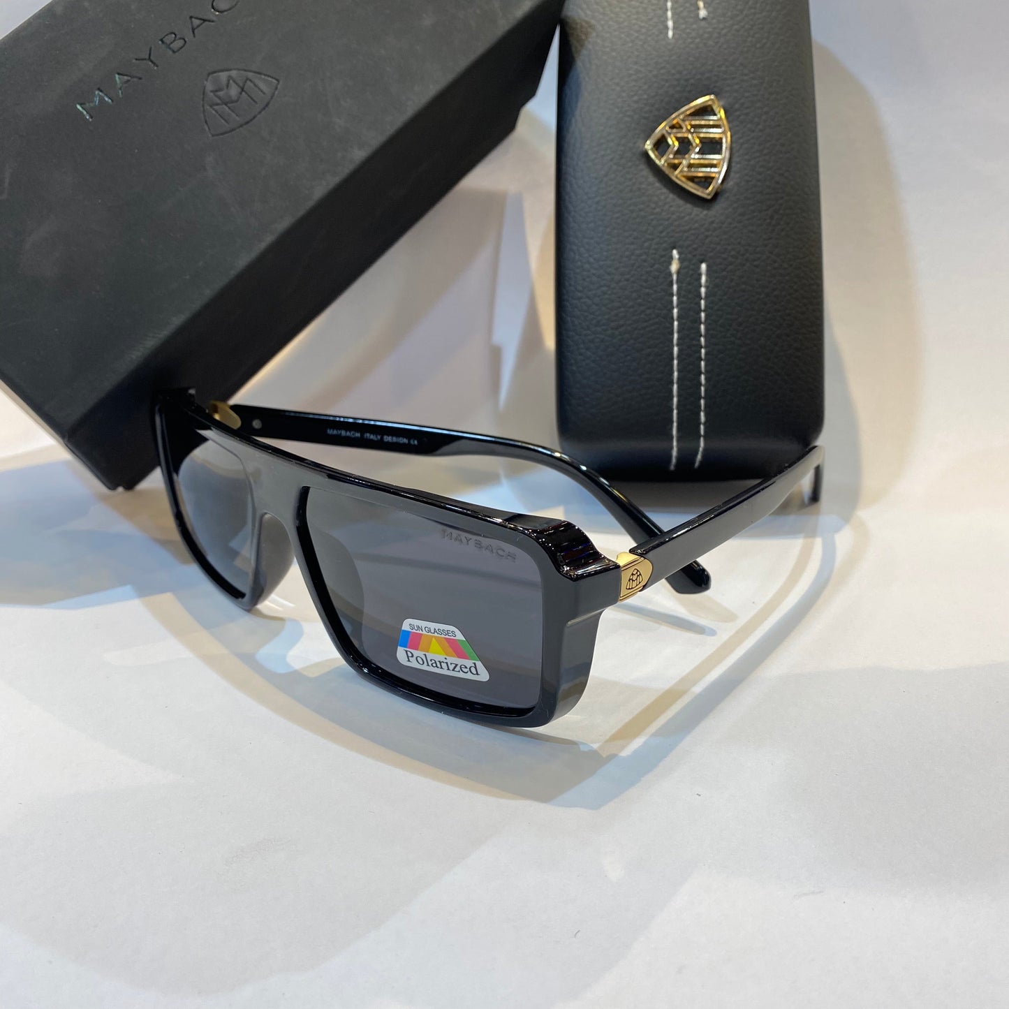 YAM Glossy Black Frame Black Shade Polarized Unisex Branded Sunglasses 56602P C3 50 18-140