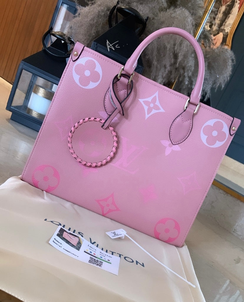 UOL VL Pink Colour With Monogram Printed Heavy Quality Medium Size Tote Bag 4571801