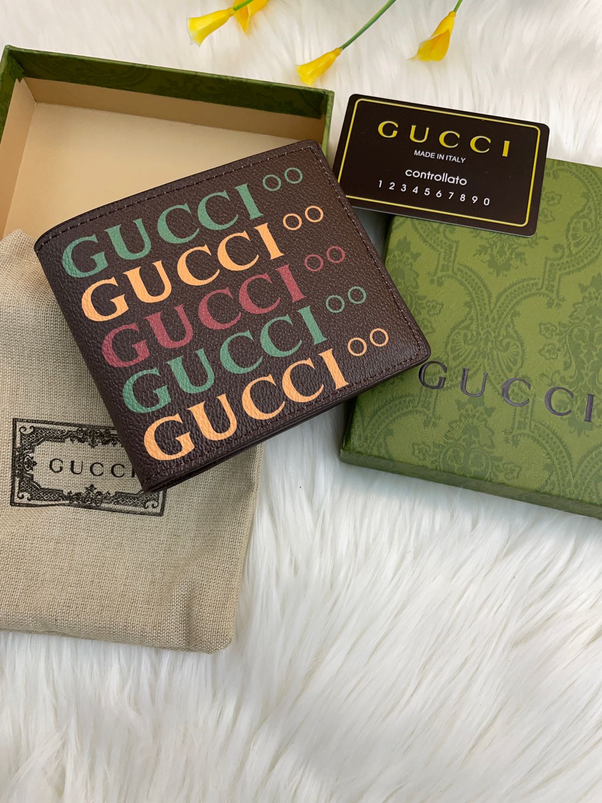 Cug Branded Luxury Italian Leather Men Wallet Model Silk Screen English  60223033