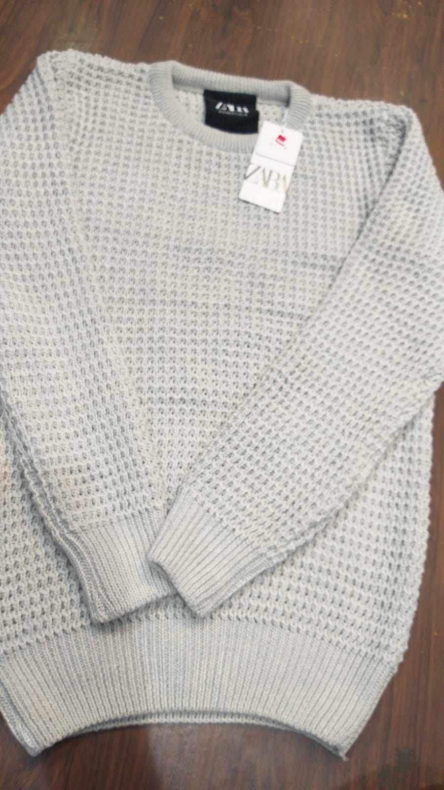Olive Green ZR RAZ ZAR TEXTURED KNIT SWEATER Long sleeve round neck sweater with ribbed trims Unisex