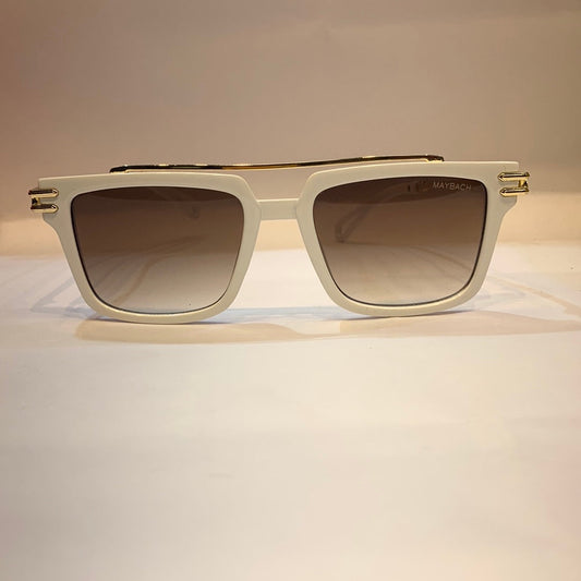 YAM White Gold Frame Brown Shade Unisex Sunglass LH035 53 18-145 UV400