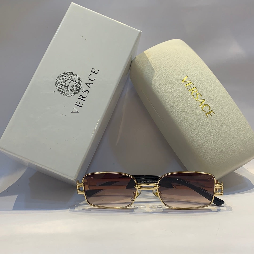 Ver rev Glossy  gold Frame brown Shade Unisex Sunglass 8060 55 17 135
