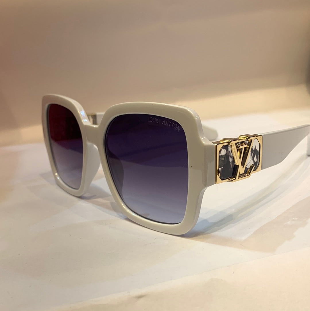 UOL VL  White Frame Blue Shade Unisex Sunglass 6201 57 16-143