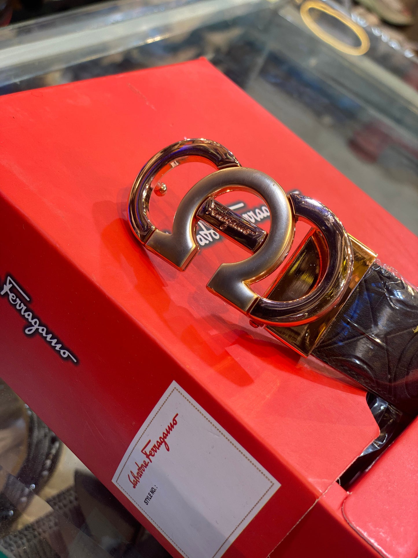 Ref Black Colour Rose Gold Colour Buckle Men Belt 12124