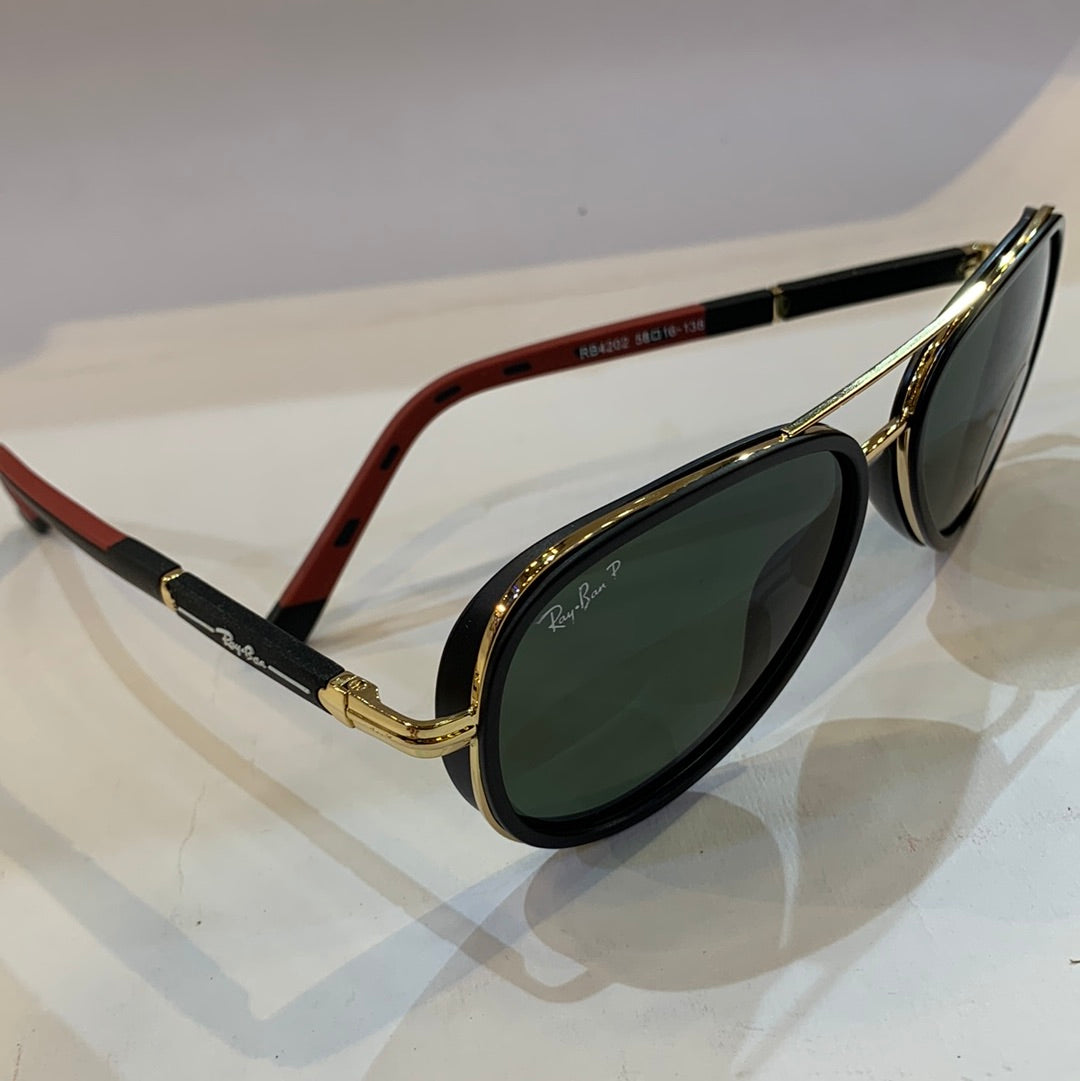 YAR RB Black Frame Green Shade Unisex Aviator Sunglass RB4202 58 16-138