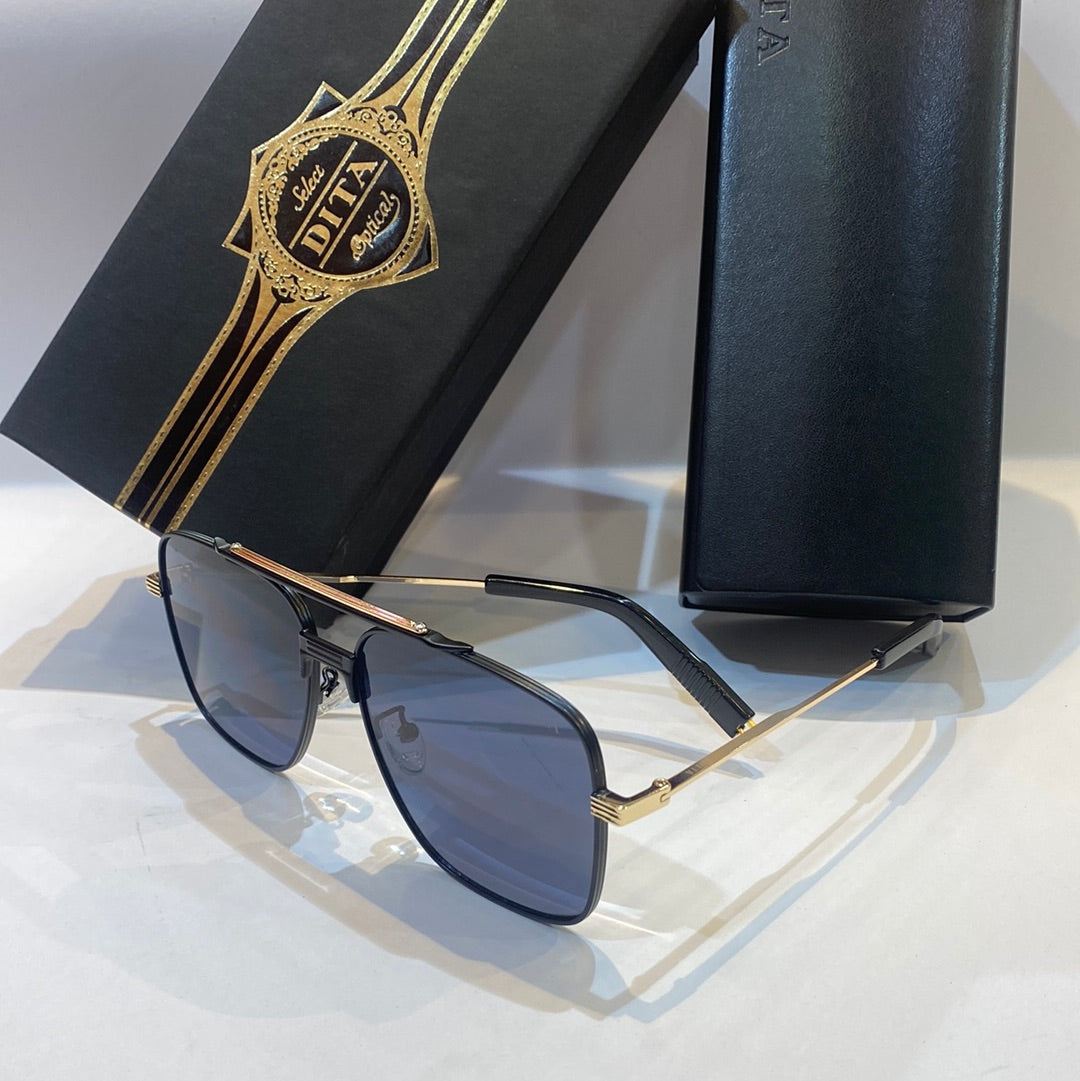 TID Gold Frame Black Shade Unisex Branded Sunglasses 2A376 46 13-138