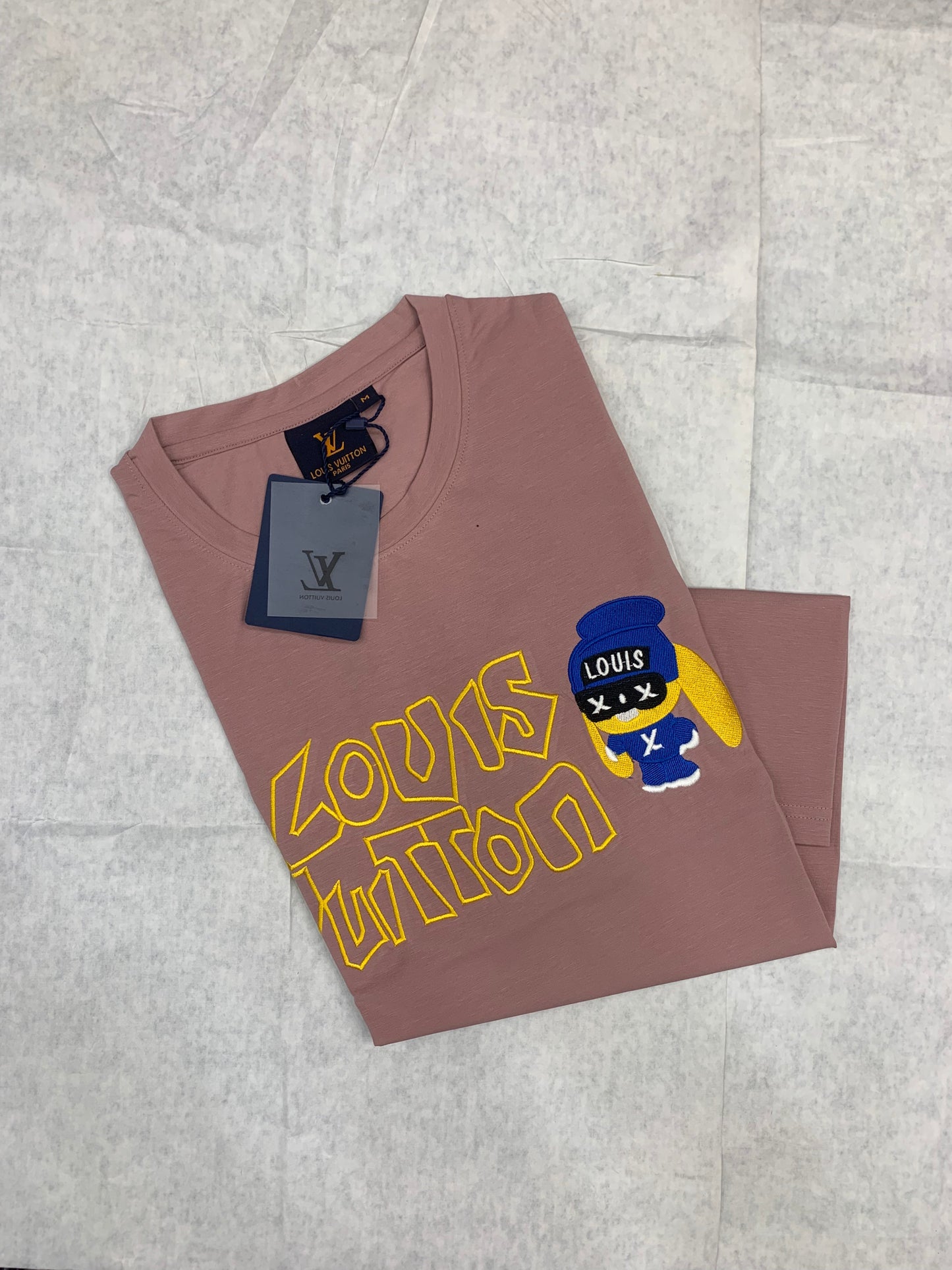 UOL VL Peach Colour With Front Embroidery Lycra Fabric Tshirt 50188