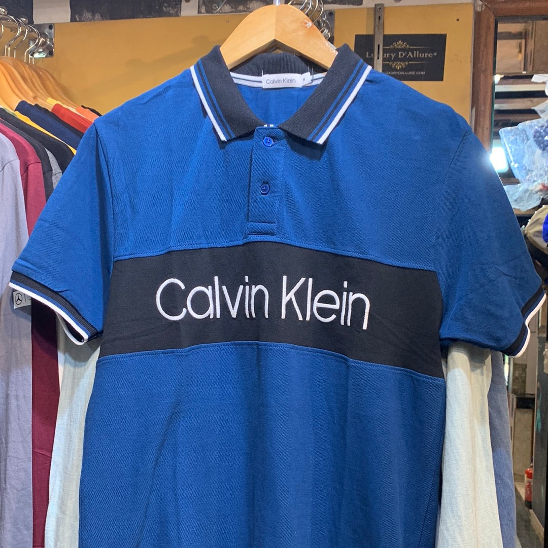 KC Lac  Blue Black Colour  White KC Print Half Sleeves Collar TShirt 110205 03082023
