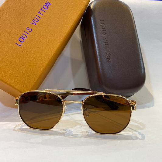 UOL LV VL Gold Frame Brown Shade Unisex Branded H5570 C2 57 16-140