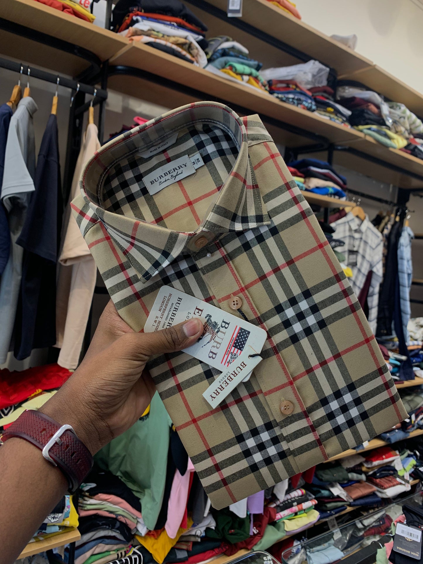 RUB Brown Colour With Check Casual Mens Shirt 1105026