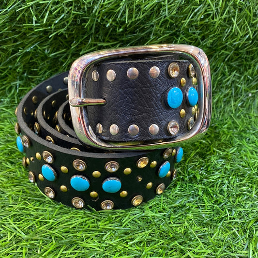 Genuine Leather Hunter Diamond Stud Belts for Men / Unisex 900294