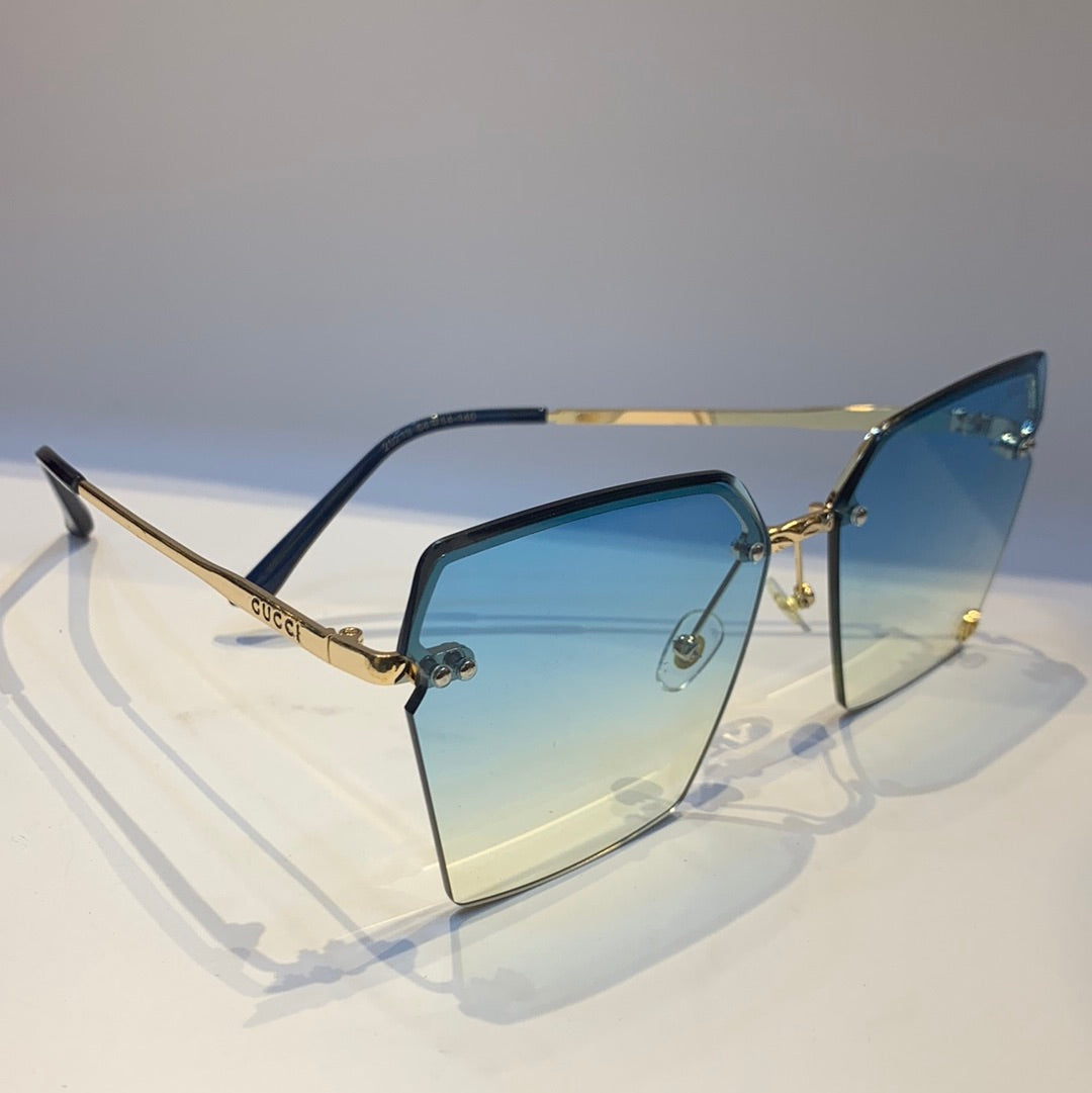 Cug Gold Blue Frame Sky Blue Shade Sunglass 20213 64 14-140