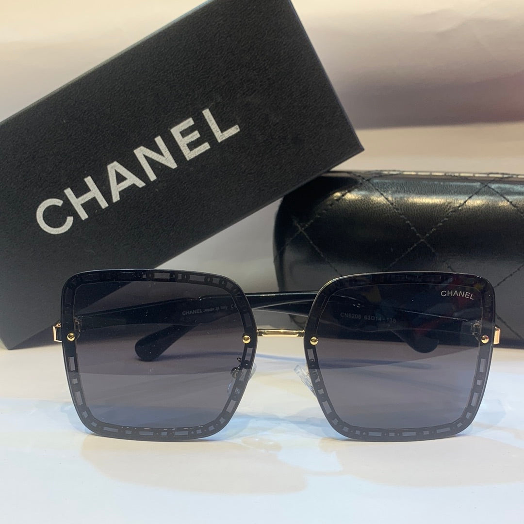 AHC Gold Frame Black Shade with Unisex Branded Sunglass CN8208 6314-138