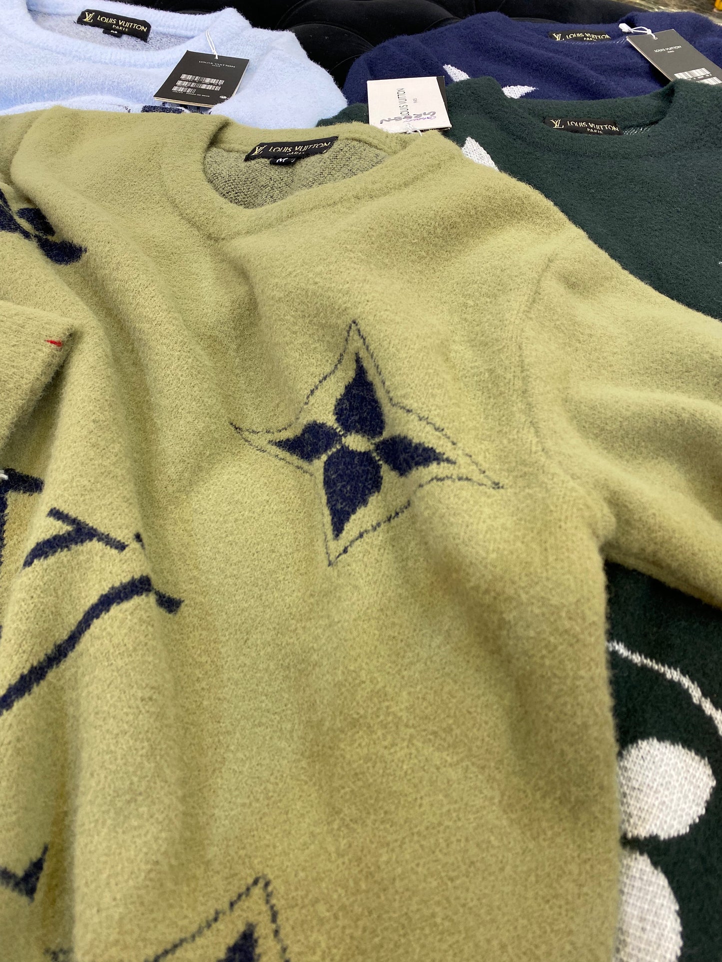 Green VL LOU UOL Crewneck Sweater Round Neck Unisex Sweater
