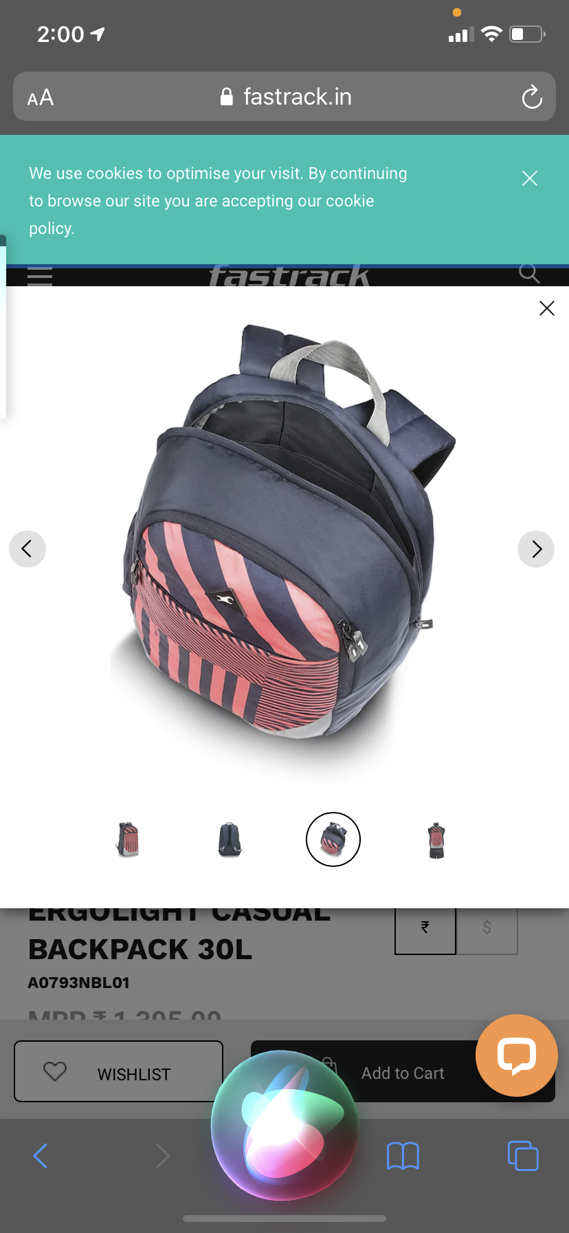 BLUE FREERAIL ERGOLIGHT CASUAL BACKPACK 30L  A0793NBL01