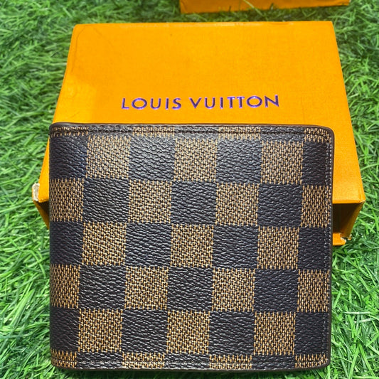 Branded Luxury Italian Leather Wallet Model Brown check Haig 608950