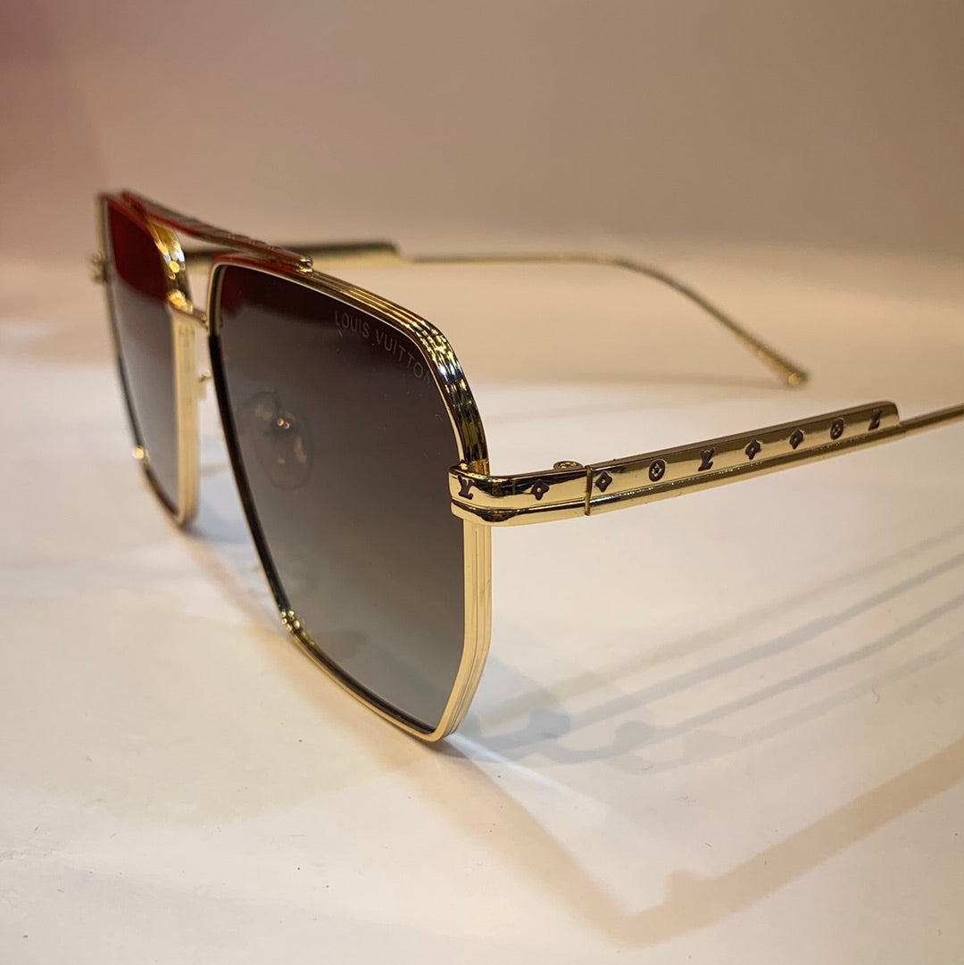 UOL VL Gold Frame Brown Shade Unisex Sunglass 2A593 56 15-139