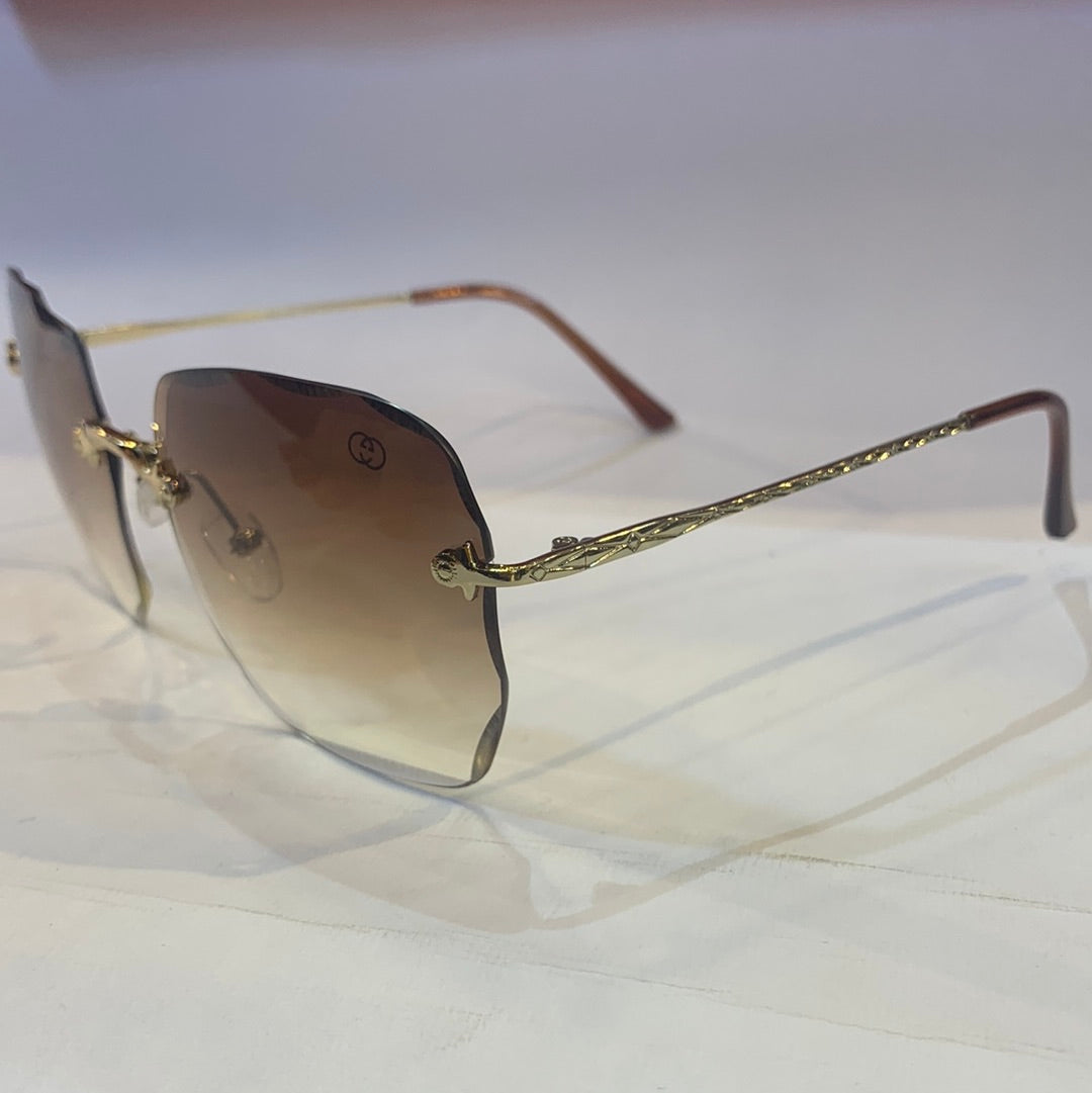 CUG Frameless Golden Brown Stick Brown Transperent Shade Sunglass 68108 59 18-141