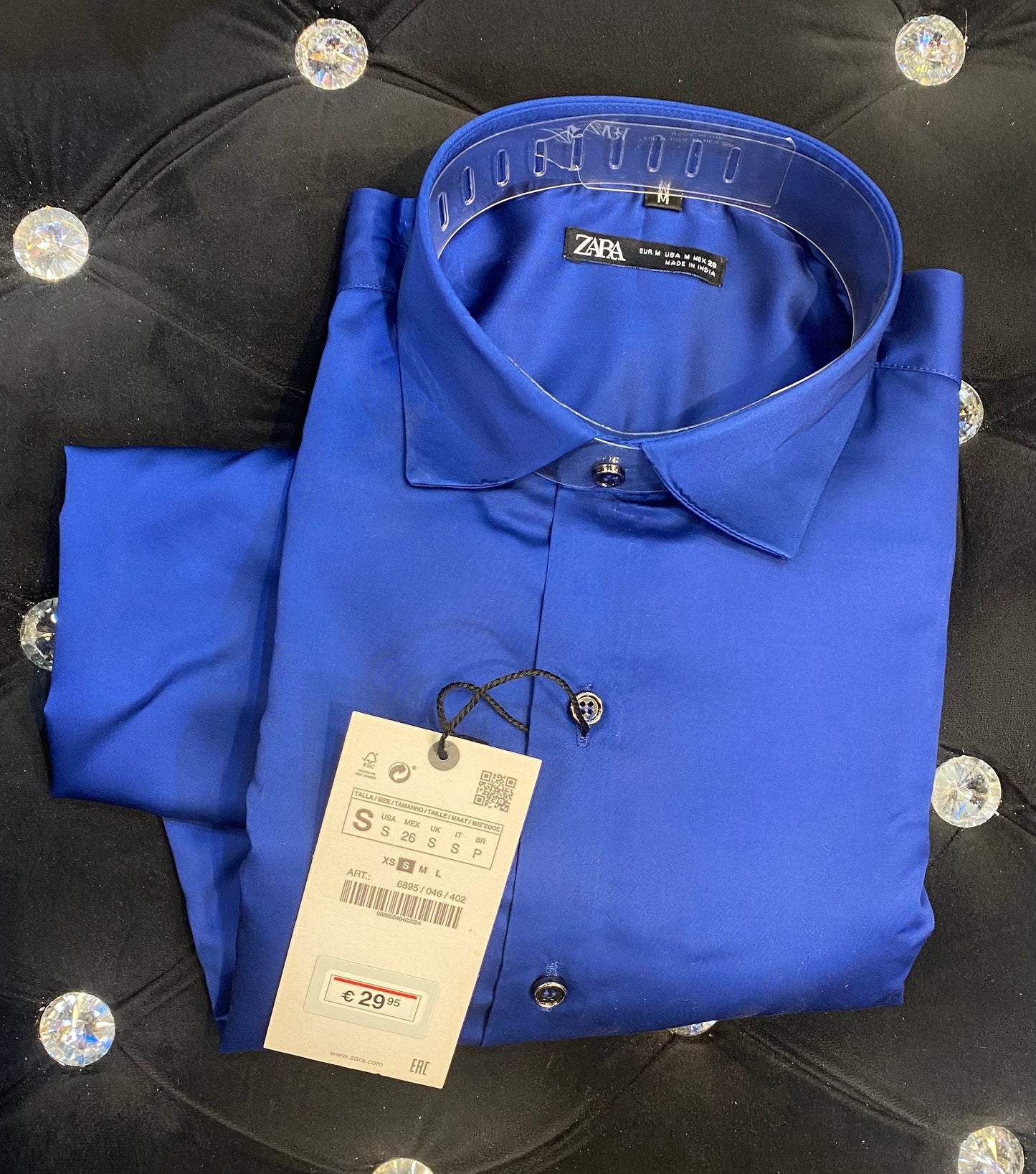 ZR RAZ Blue Colour plain Lycra Cotton Full Sleeve Shirt 110108
