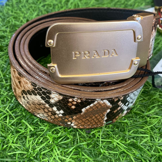ARP Copper Colour Buckle Snake Print Genuine Leather Men’s Belt 801023
