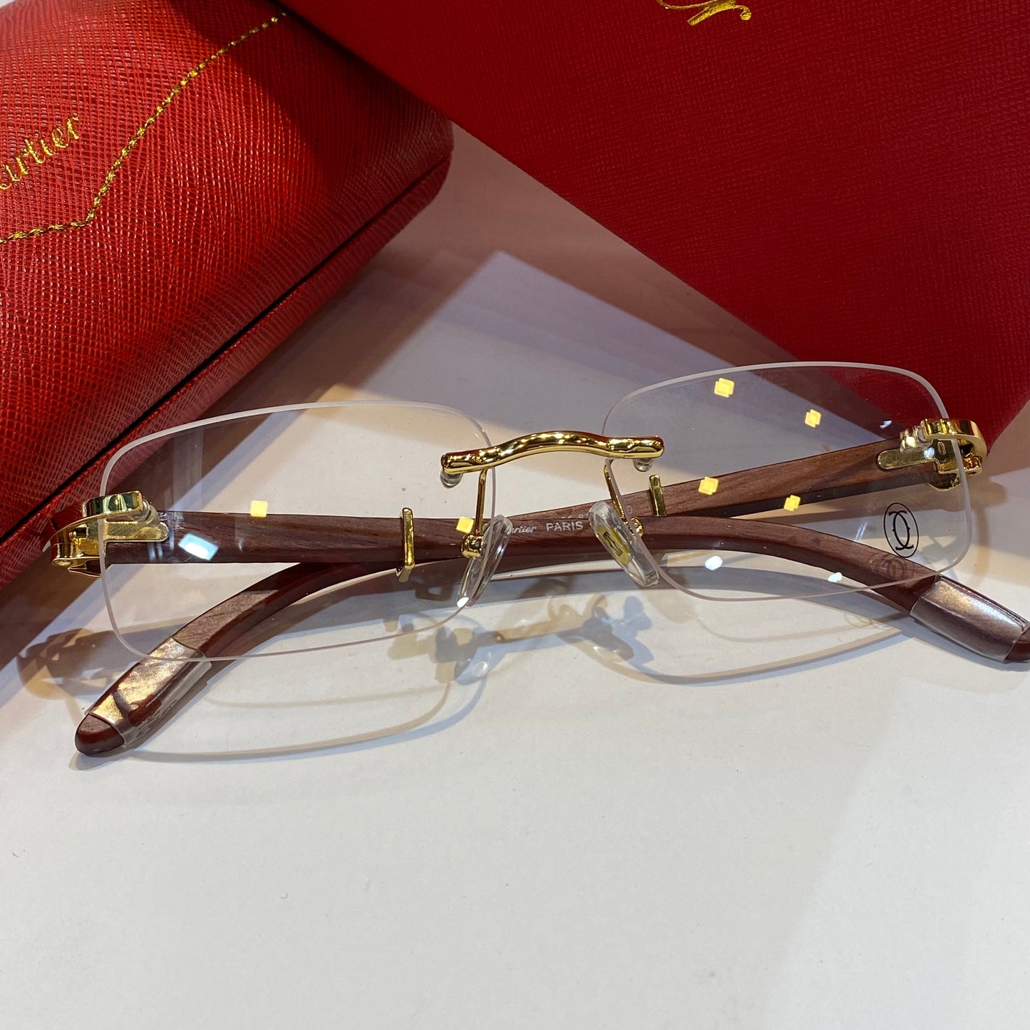 Rac Gold Brown Frame Transparent Glass Unisex Branded Sunglasses 81339140