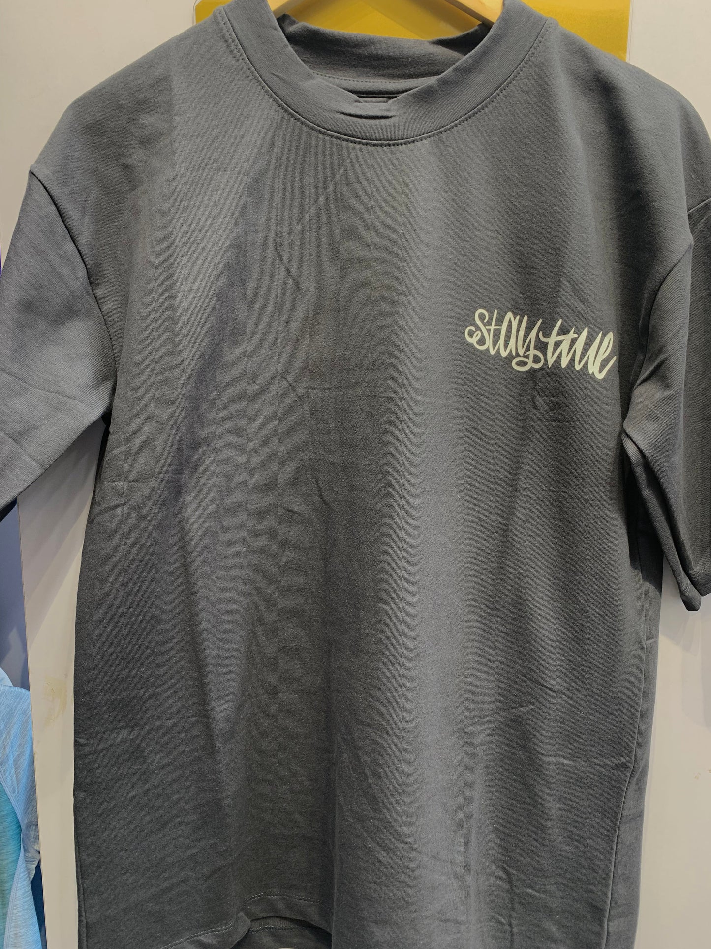 HOPE Grey Colour With Stay Time  Back Print Drop Shoulder TShirt 1105022