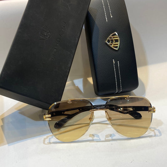 Yam Gold Black Frame Brown Shade Unisex Branded Sunglasses G-TB-Z36 01 14-140