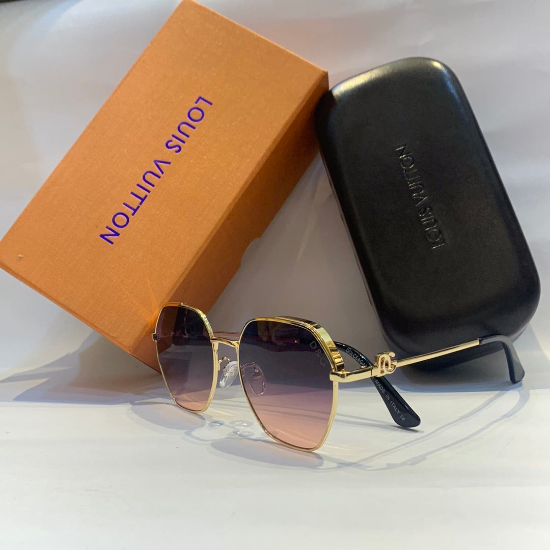 D&g g&d Glossy  gold Frame pink Shade Unisex Sunglass H5606 C4 56 15 140