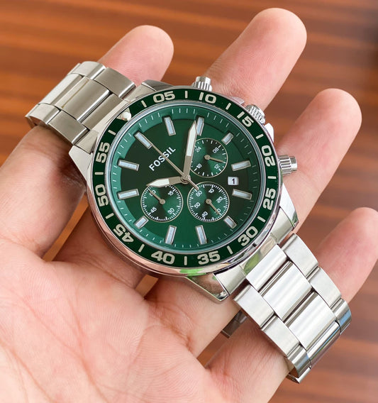 Sof Silver Green Black Chrono Watch for Men Chrome Formal Casual Party 400691