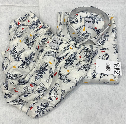 ZR RAZ White Colour With Animal Print Important Shirt With Shorts Coord Set 93315